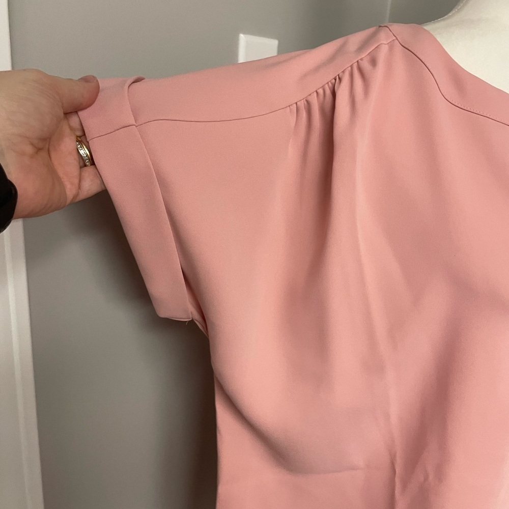 NWT J.Jill Wearever Collection Short Sleeve Pink Champ Blush Blouse Top Large - Picture 3 of 7